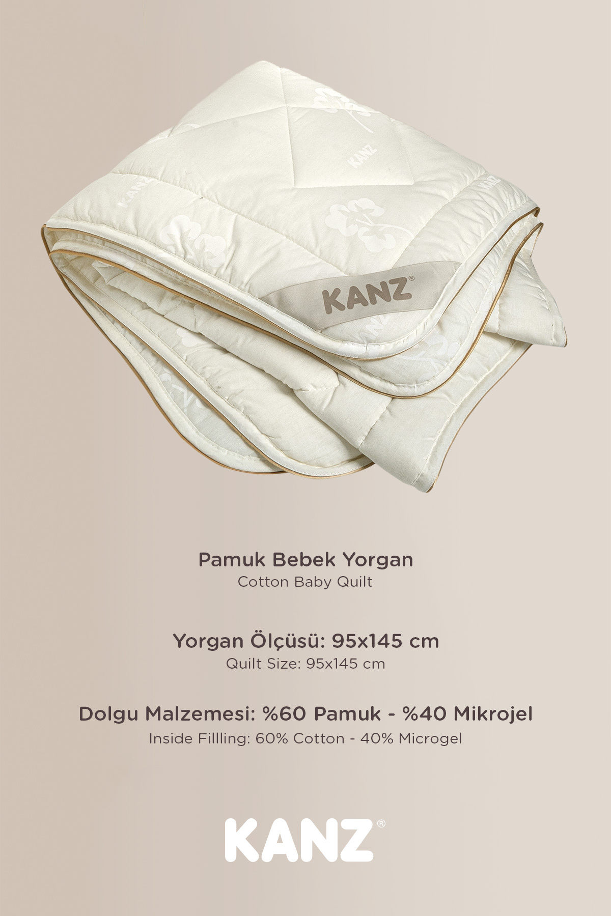 %100 Pamuk & Yün & Bambu Bebek & Çocuk Yorganı 95x145 cm görsel 5