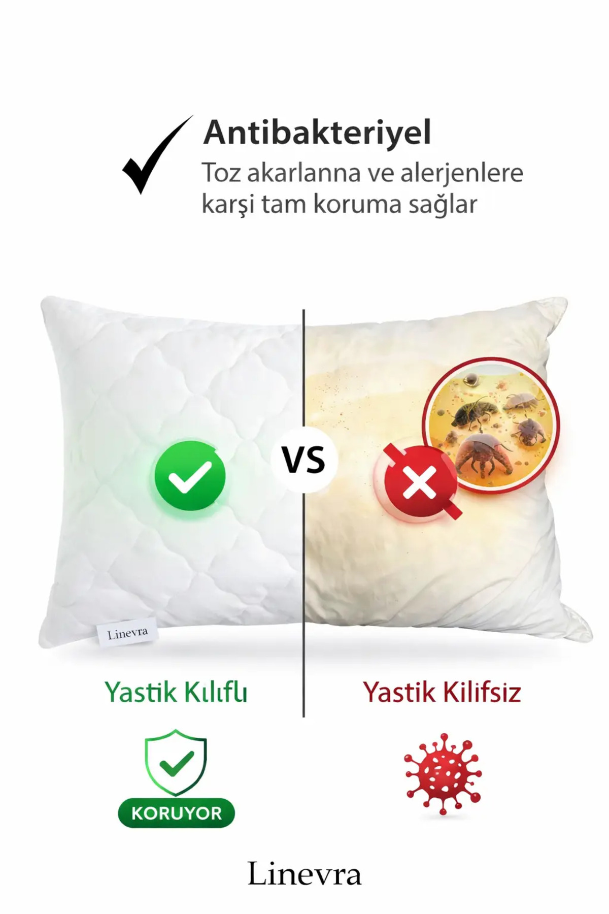 %100 Pamuk Kapitoneli 2’li ve 4’lü Yastık Alezi Koruyucu Kılıf (50X70 CM) görsel 4