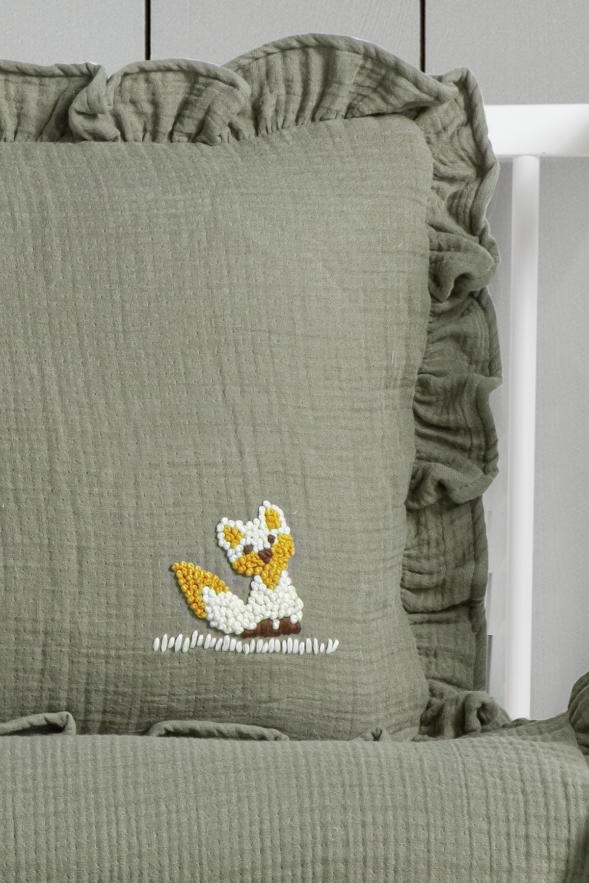 Handmade Bebek 4 Kat %100 Pamuk Fırfırlı Müslin Örtü Seti - Volpe görsel 5
