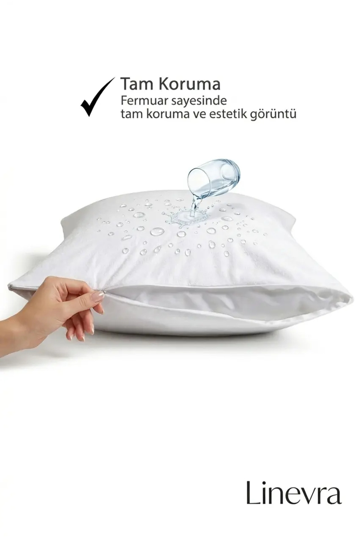 %100 Pamuklu, 2'li ve 4’lü Yastık Alezi, Yastık Kılıfı, Su / Sıvı Geçirmez,(50 X 70 CM) görsel 3