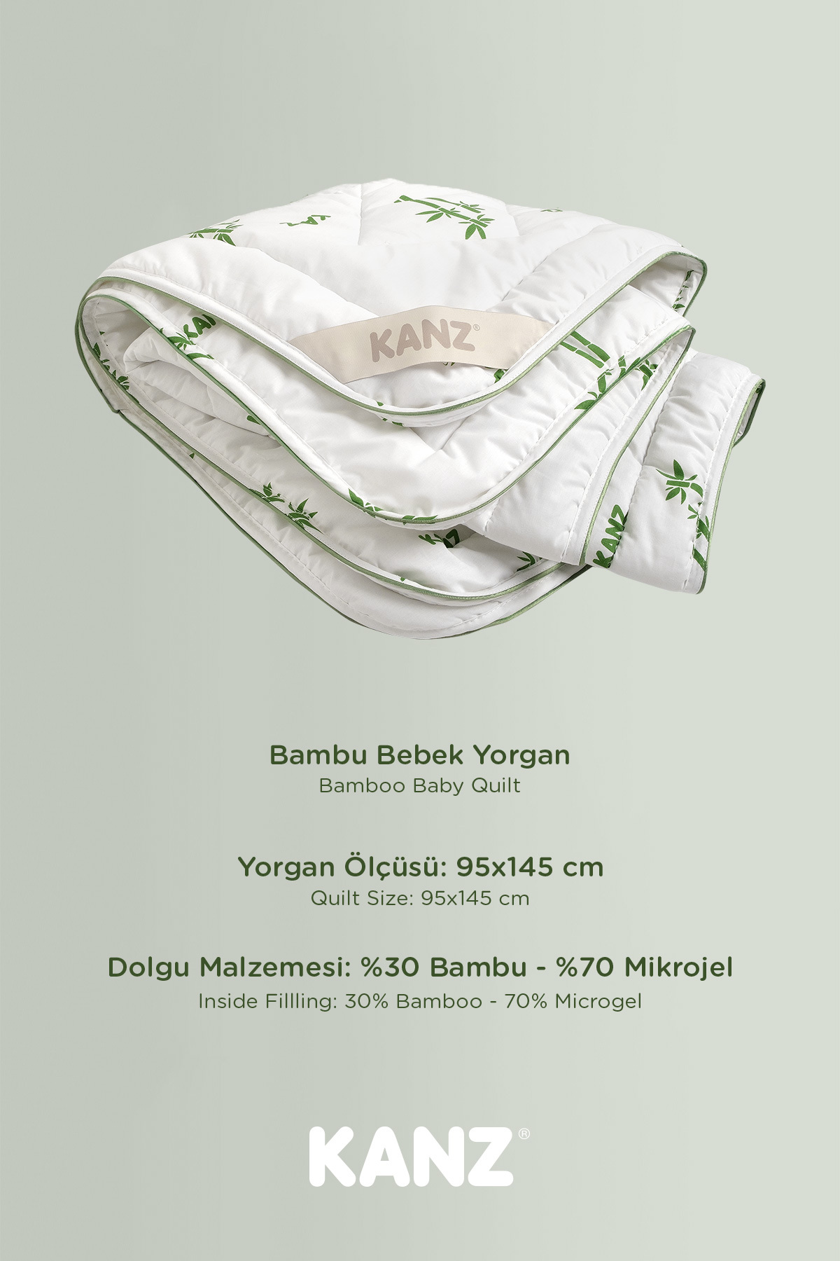 %100 Pamuk & Yün & Bambu Bebek & Çocuk Yorganı 95x145 cm görsel 5
