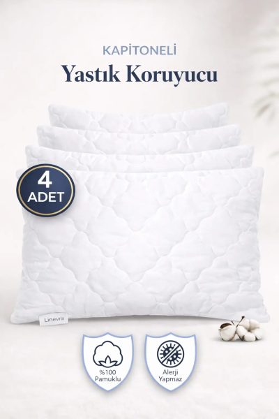 %100 Pamuk Kapitoneli 2’li ve 4’lü Yastık Alezi Koruyucu Kılıf (50X70 CM)